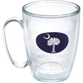 Tervis South Carolina Flag Made in USA Double Walled Insulated Tumbler Travel Cup Keeps Drinks Cold & Hot, 16oz Mug - No Lid, Navy and White