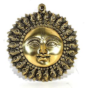 Brass Sun Surya Wall Sculpture Hanging Decor (6.25 Inch)