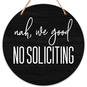No Soliciting Sign, Don't Knock or Ring Doorbell Sign, Rustic Wall Art Decor for Home Decoration, 12x12 Inch Wood Sign for Door Hanger-C28 in Kuwait