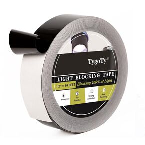 Light Blackout Tape 1.2 inch X 66 FT Blocking Tape 100% of Light, DIY Light Blocking Stickers,Black Masking Adhesive Tape for LED Light, Electronics, Aquarium, Windows,Indicator,Lamp Strips