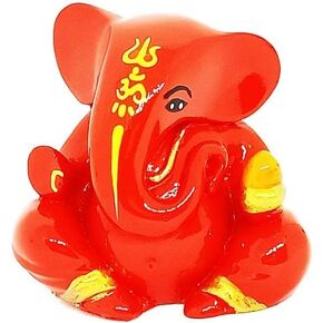 Sahishnu Online & Marketing Ganesha Idol Statue,Ganesha Idols for Home and Office,Mini Ganesha Idol for Home/Car Decor, Vighnaharta Ganpati (Red)