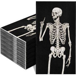 120Pcs Halloween Skull Paper Napkins Disposable Skeleton Guest Napkins for Home Kitchen Bathroom Luncheon Dinner for Halloween Spooky Party Supplies