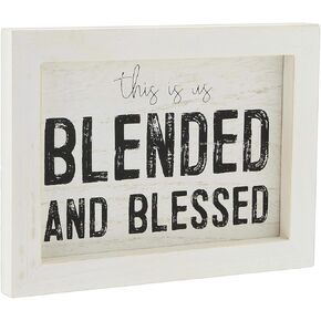 'This is Us Blended and Blessed' White Wood Sign for Blended Families Step Family Decor Mother's Day Gift for Mom Stepmom Present