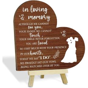 In Loving Memory Wedding Signs Heart Wood Desk Signs for Wedding Signage Wedding Table Decorations Wood Plaque Signs with Wood Stand Memory Table Sign for Wedding Gifts Anniversaries Reunions - L910