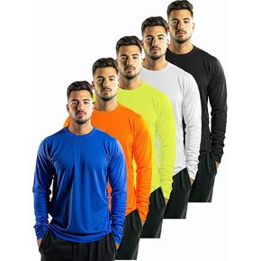 5 Pack Mens Long Sleeve Shirts Quick Dry Moisture Wicking Athletic Running Gym Workout T Shirts in Kuwait