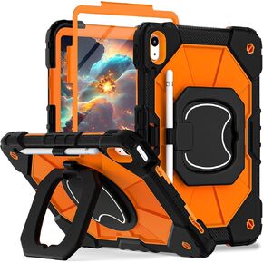 WESOROL iPad 10th Generation Case 10.9 Inch 2022, 360 Rotating Stand Case with Screen Protector Shoulder Strap Pen Holder for iPad Case 10th Gen (A2696/A2757/A2777), Black