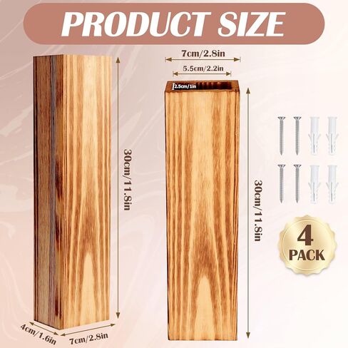 زارع حائط خشبي للنباتات الداخلية، 4 عبوات من مزهريات الجيب الخشبية للزهور المجففة والمساحات الخضراء الاصطناعية، مزهرية حائط خشبية حديثة لبيت المزرعة لتزيين غرفة المعيشة وغرفة النوم والحمام (بني) in Kuwait