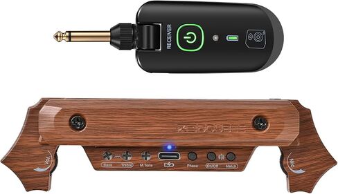 Acoustic Guitar Pickup Rechargable Active Soundhole Guitar Pickup Adjustable Pickup for Guitar Magnetic Coil Build-in Volume Control Guitar Microphone Acoustic Pickup(Wood Grain) in Saudi Arabia