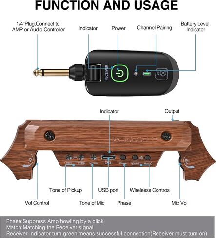 Acoustic Guitar Pickup Rechargable Active Soundhole Guitar Pickup Adjustable Pickup for Guitar Magnetic Coil Build-in Volume Control Guitar Microphone Acoustic Pickup(Wood Grain) in Saudi Arabia