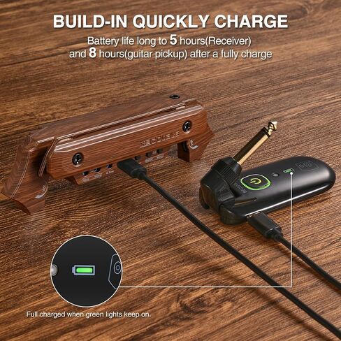 Acoustic Guitar Pickup Rechargable Active Soundhole Guitar Pickup Adjustable Pickup for Guitar Magnetic Coil Build-in Volume Control Guitar Microphone Acoustic Pickup(Wood Grain) in Saudi Arabia