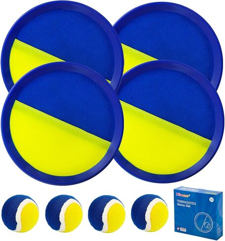 Outside Toys for Kids Ages 4-8 - Toss and Catch Ball Set, Kids Outdoor Games Ball Games for Kids with 4 Paddles and 4 Balls Toys for 3 4 5 6 7 8 9 10 Years Old Boys Girl Kids Birthday in Saudi Arabia
