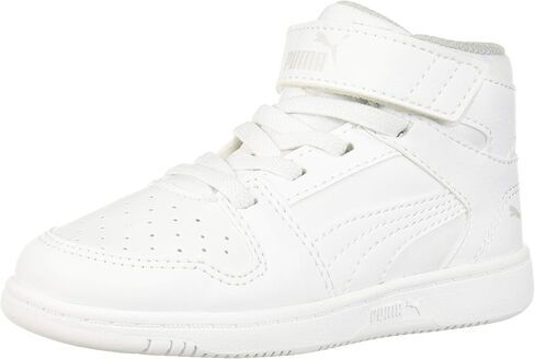 PUMA Rebound Layup Mid Sneaker, Alpine Snow Black-Toasted Almond, 4 US Unisex Big Kid in Saudi Arabia