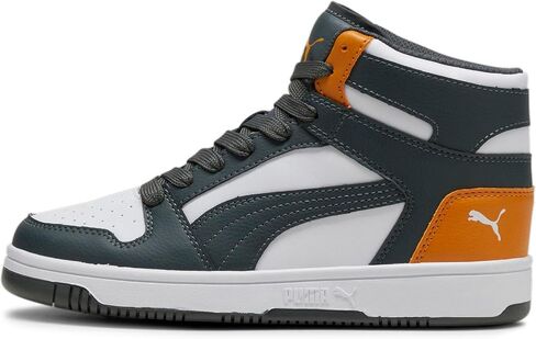 PUMA Rebound Layup Mid Sneaker, Alpine Snow Black-Toasted Almond, 4 US Unisex Big Kid in Saudi Arabia