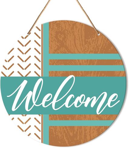 Muktoujaumai Welcome Sign Front Door Decor, Spring Summer Welcome Door Decorations Hanging Sign Rustic Wall Sign Decor for Door, Porch, Home, Housewarming Gift for New House Home Apartment in Kuwait