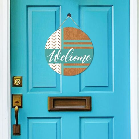 Muktoujaumai Welcome Sign Front Door Decor, Spring Summer Welcome Door Decorations Hanging Sign Rustic Wall Sign Decor for Door, Porch, Home, Housewarming Gift for New House Home Apartment in Kuwait