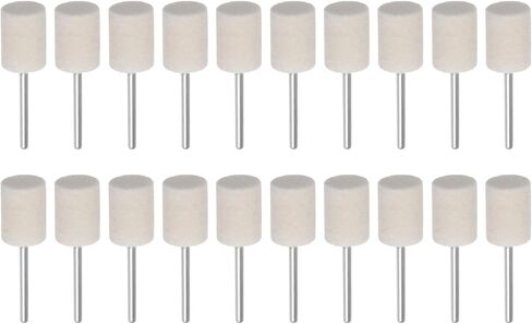 HARFINGTON 20pcs Wool Felt Mounted Mandrel Points 6mm Head 1/8 Inch Shank Cylinder Polishing Bits Burrs Felt Polishing Buffing Wheel for Rotary Tool in Saudi Arabia