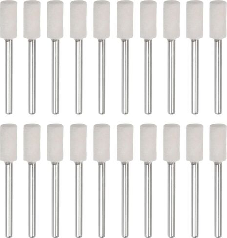 HARFINGTON 20pcs Wool Felt Mounted Mandrel Points 6mm Head 1/8 Inch Shank Cylinder Polishing Bits Burrs Felt Polishing Buffing Wheel for Rotary Tool in Saudi Arabia