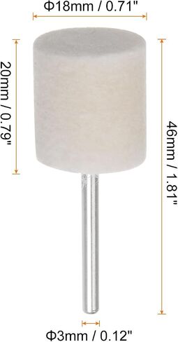 HARFINGTON 20pcs Wool Felt Mounted Mandrel Points 6mm Head 1/8 Inch Shank Cylinder Polishing Bits Burrs Felt Polishing Buffing Wheel for Rotary Tool in Saudi Arabia