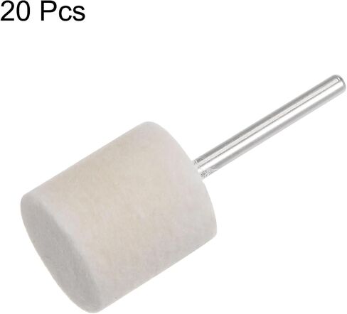 HARFINGTON 20pcs Wool Felt Mounted Mandrel Points 6mm Head 1/8 Inch Shank Cylinder Polishing Bits Burrs Felt Polishing Buffing Wheel for Rotary Tool in Saudi Arabia