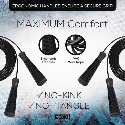 EDX Jump Rope for Fitness, Workout, Exersise - Tange-Free, Hand Grip | 10 ft in Saudi Arabia