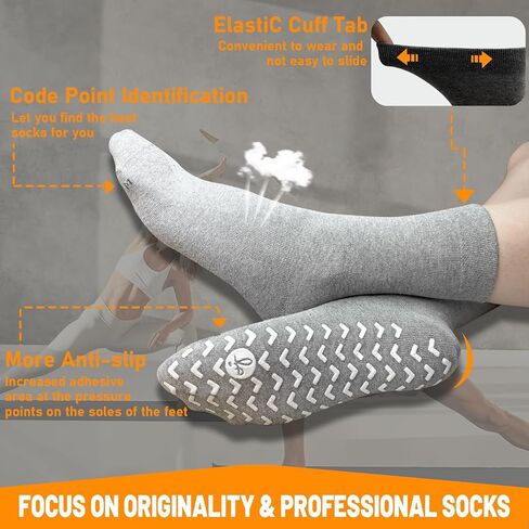 Non Slip Grip Socks for Men - Anti Skid Crew Socks for Women Hospital Grippers Slipper Socks Cotton 9-13 4 Pairs in Saudi Arabia