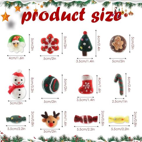 12 قطعة من الصوف اللباد شجرة عيد الميلاد الحلي شعر ثلاثي الأبعاد معلق زينة عيد الميلاد قصب الحلوى الزنجبيل رجل ثلج ورأى زينة عيد الميلاد في الأماكن المغلقة أو الهواء الطلق in Kuwait