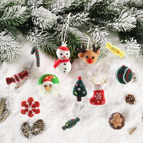 12 قطعة من الصوف اللباد شجرة عيد الميلاد الحلي شعر ثلاثي الأبعاد معلق زينة عيد الميلاد قصب الحلوى الزنجبيل رجل ثلج ورأى زينة عيد الميلاد في الأماكن المغلقة أو الهواء الطلق in Kuwait