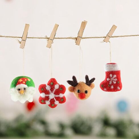 12 قطعة من الصوف اللباد شجرة عيد الميلاد الحلي شعر ثلاثي الأبعاد معلق زينة عيد الميلاد قصب الحلوى الزنجبيل رجل ثلج ورأى زينة عيد الميلاد في الأماكن المغلقة أو الهواء الطلق in Kuwait