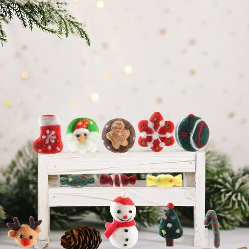 12 قطعة من الصوف اللباد شجرة عيد الميلاد الحلي شعر ثلاثي الأبعاد معلق زينة عيد الميلاد قصب الحلوى الزنجبيل رجل ثلج ورأى زينة عيد الميلاد في الأماكن المغلقة أو الهواء الطلق in Kuwait