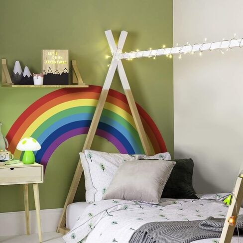 funlife Colorful Bold Vinyl Rainbow Wall Mural, Seamless Peel and Stick Rainbow Wall Sticker Nursery Baby Kids Bedroom Living Room Decor, 37.94"x21.34" in Saudi Arabia