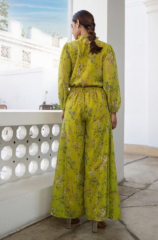 Janasya Indian Women's Beige Georgette Floral Regular Co-ord Set in Saudi Arabia