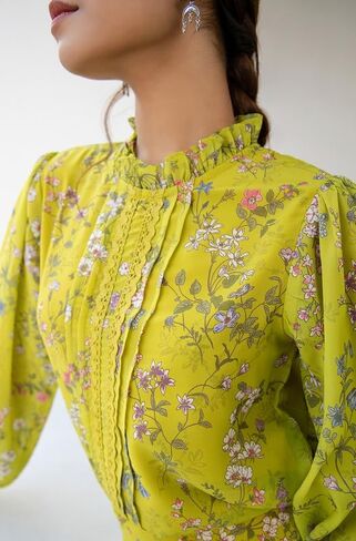 Janasya Indian Women's Beige Georgette Floral Regular Co-ord Set in Saudi Arabia