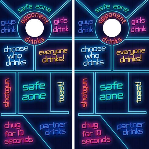 Pair of Waterproof Cornhole Wraps - Neon Drinking Game - Two Cornhole Wraps - Laminated - Cornhole Decals – Cornhole Skins - Easy to Apply - Weatherproof in Saudi Arabia