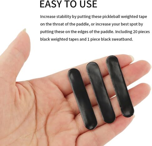20 قطعة من شريط الرصاص من Pickleball مع عصابة رأس لاصقة من Pickleball وشريط مرجح من أجل حماية حافة المجداف لزيادة الطاقة وسرعة التأرجح (أسود) in Kuwait