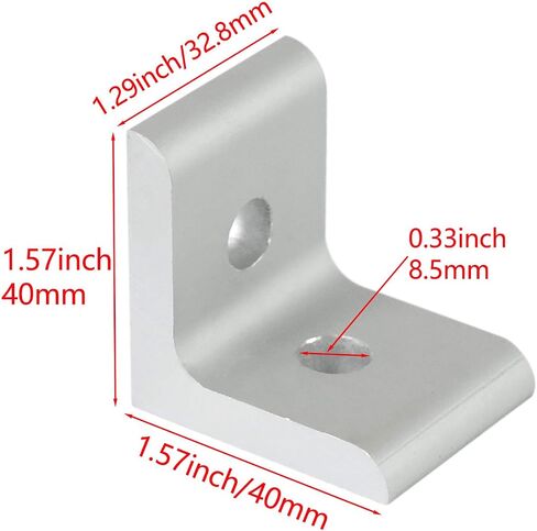 10 Packs 1010 Series Aluminum 2 Hole Inside Corner Bracket, Aluminum Extrusion Brackets, L Bracket Connector for Extruded Aluminum Extrusion in Kuwait