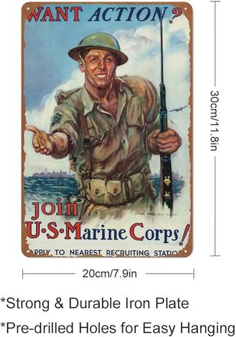 us Marine Corps Recruitment Poster Retro Metal Sign Vintage Tin Sign for Cafe Bar Home Wall Decor 12 X 8 inch in Kuwait