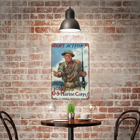 us Marine Corps Recruitment Poster Retro Metal Sign Vintage Tin Sign for Cafe Bar Home Wall Decor 12 X 8 inch in Kuwait