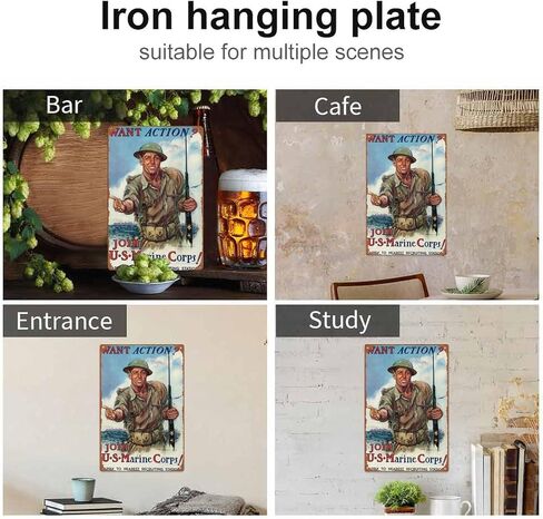 us Marine Corps Recruitment Poster Retro Metal Sign Vintage Tin Sign for Cafe Bar Home Wall Decor 12 X 8 inch in Kuwait