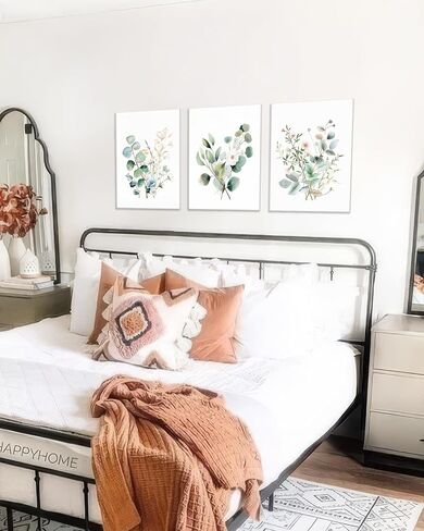 Framed Botanical Wall Art Set of 3 Sage Green Floral Canvas Prints Boho Watercolor Plants Painting Eucalyptus Leaf Pictures Minimalist Modern Home Decor for Living Room Bedroom Bathroom 12x16in in Saudi Arabia
