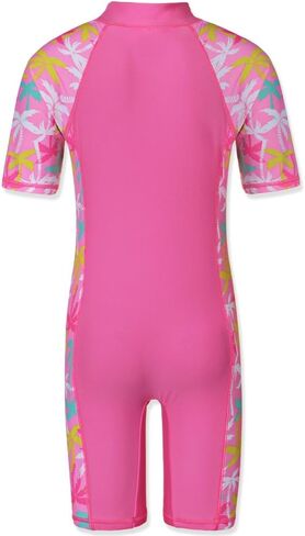 TFJH E Girls Short Sleeve Swimwear One Piece Bathing Suits UV 50+ Rash Guard Swimsuits 461 Navy Leaves Short 10A in Kuwait