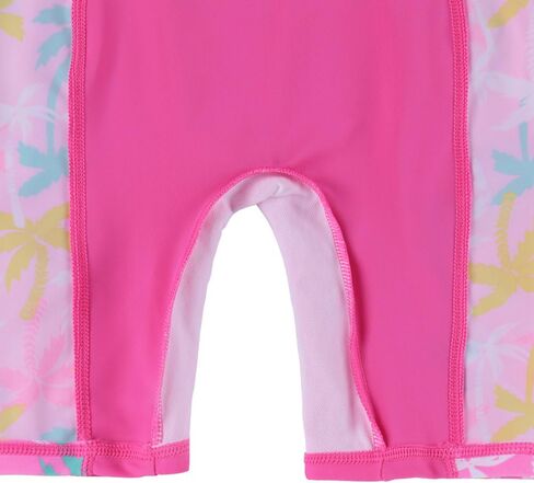 TFJH E Girls Short Sleeve Swimwear One Piece Bathing Suits UV 50+ Rash Guard Swimsuits 461 Navy Leaves Short 10A in Kuwait