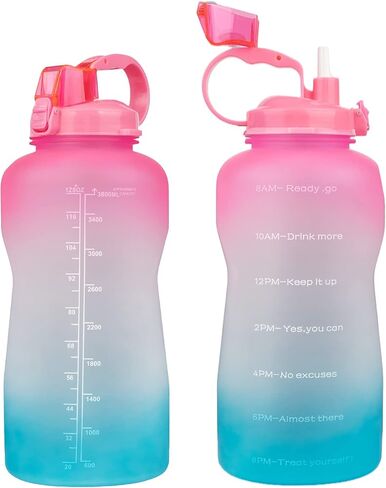 Half Gallon Water Bottle with Straw and Motivational Time Marker Large Capacity Leakproof BPA Free Fitness Sports Water jug in Saudi Arabia