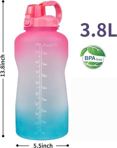 Half Gallon Water Bottle with Straw and Motivational Time Marker Large Capacity Leakproof BPA Free Fitness Sports Water jug in Saudi Arabia