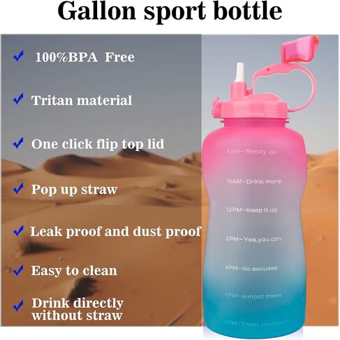 Half Gallon Water Bottle with Straw and Motivational Time Marker Large Capacity Leakproof BPA Free Fitness Sports Water jug in Saudi Arabia