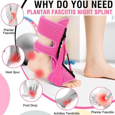 Plantar Fasciitis Night Splint: 2 Pack Upgrade 3 Straps Adjustable Planters Facetious Relief Brace for Women Men in Saudi Arabia