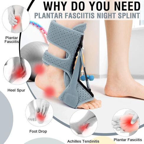 Plantar Fasciitis Night Splint: 2 Pack Upgrade 3 Straps Adjustable Planters Facetious Relief Brace for Women Men in Saudi Arabia