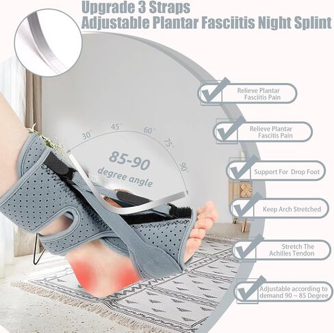 Plantar Fasciitis Night Splint: 2 Pack Upgrade 3 Straps Adjustable Planters Facetious Relief Brace for Women Men in Saudi Arabia