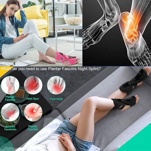 Plantar Fasciitis Night Splint: 2 Pack Upgrade 3 Straps Adjustable Planters Facetious Relief Brace for Women Men in Saudi Arabia
