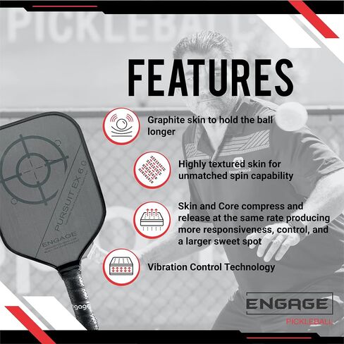 Engage Pickleball Pursuit EX 6.0 Graphite Skin Made in America Pickleball Paddle in Saudi Arabia