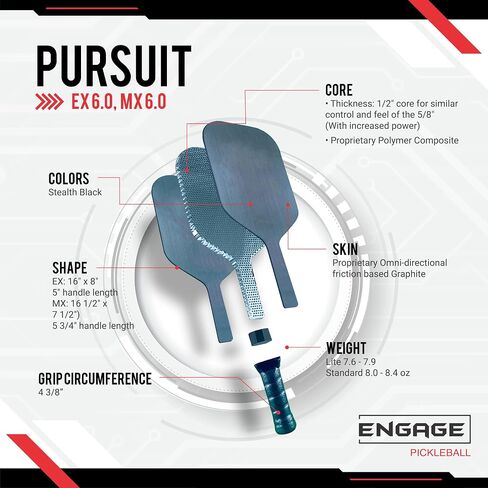 Engage Pickleball Pursuit EX 6.0 Graphite Skin Made in America Pickleball Paddle in Saudi Arabia